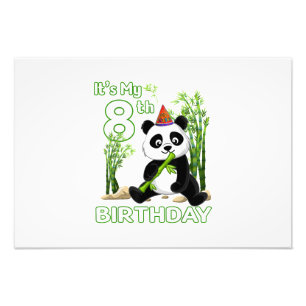 8th Birthday Gifts 8 Years Old Party Animal Panda Photo Print