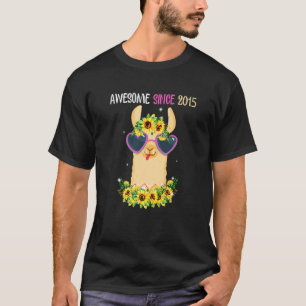 8th Birthday Gifts Llama Awesome Since 2015 8 Year T-Shirt