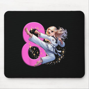 8th Birthday Girl Martial Arts Party Taekwondo Kar Mouse Pad