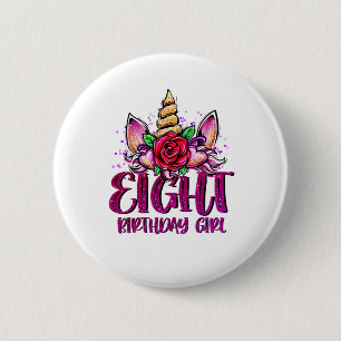 8th Birthday Girl Shirt 8 Year Old Girl Birthday G 6 Cm Round Badge