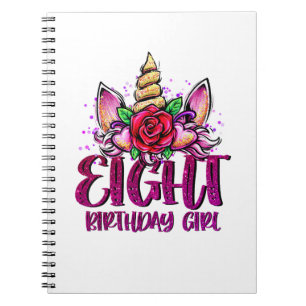 8th Birthday Girl Shirt 8 Year Old Girl Birthday G Notebook