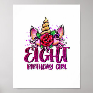 8th Birthday Girl Shirt 8 Year Old Girl Birthday G Poster