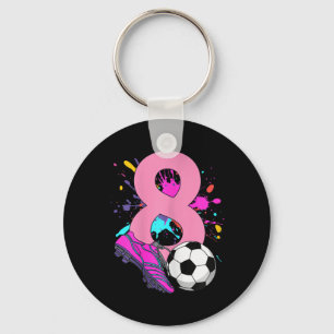 8th Birthday Girl Soccer Player Footll 8 Years Old Key Ring
