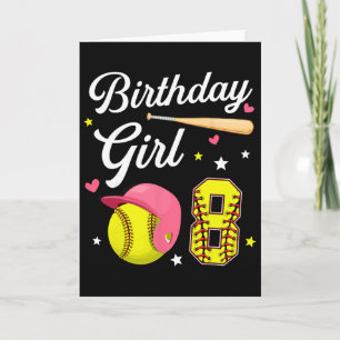 8th Birthday Girl Softll Eighth Bday 8 Yrs Eight Y Card