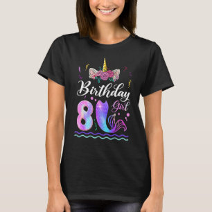 8th Birthday Girl Unicorn Mermaid Tail 8 Years Old T-Shirt