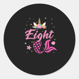 8th Birthday Girl Unicorn Shirt Mermaid Tail 8 Yea Classic Round Sticker