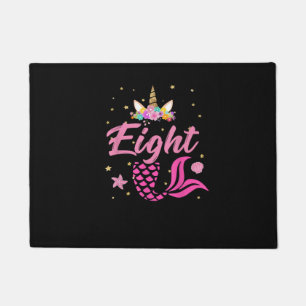 8th Birthday Girl Unicorn Shirt Mermaid Tail 8 Yea Doormat
