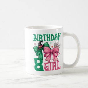 8th Birthday Girl Witch Nk Green 8 Year Old Birthd Coffee Mug