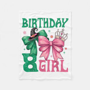 8th Birthday Girl Witch Nk Green 8 Year Old Birthd Fleece Blanket