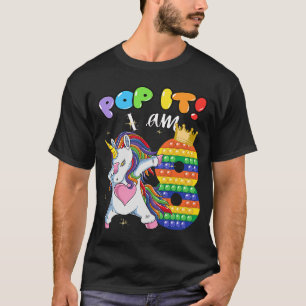 8th Birthday Girls Dabbing Unicorn Pop it I am 8 y T-Shirt