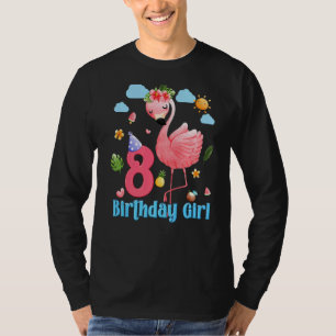 8th Birthday Girls Flamingo 8 Years Old Tropical F T-Shirt