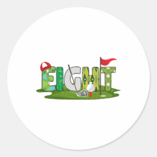 8th Birthday Golf Theme 8 Year Old Kids Sport Part Classic Round Sticker