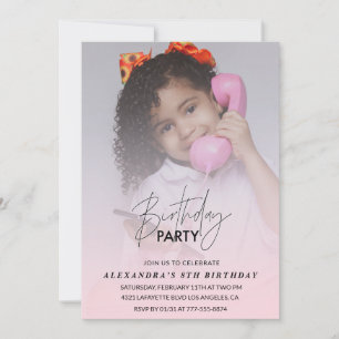 8th birthday invitation Birthday Party Photo pink