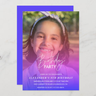 8th birthday invitation Party Photo Rainbow