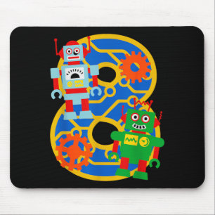 8th Birthday Kids 8 Year Old Little Robot Robotics Mouse Pad
