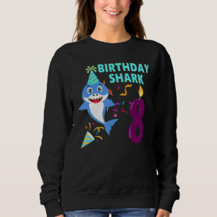8th Birthday Kids Baby Shark Birthday Boy 8 Year Sweatshirt