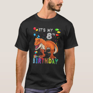 8th Birthday Kids Boys Dino Rex Dinosaur 8 Year Ol T-Shirt