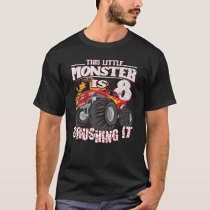 8th Birthday Kids This Little Monster Truck T-Shirt