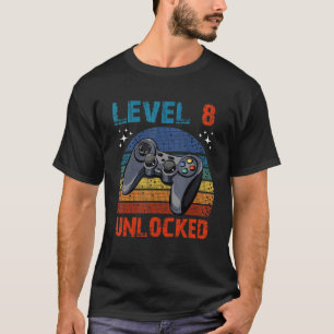 8th Birthday Level 8 Unlockd Video Games Gaming T-Shirt