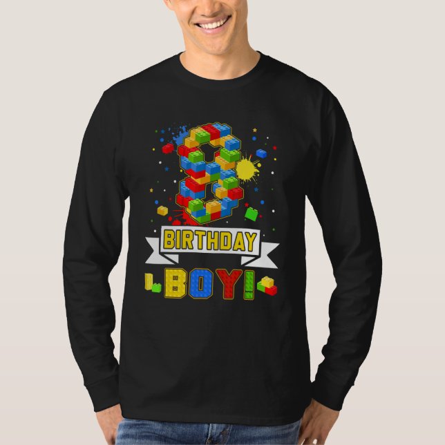 8th Birthday Master Builder 8 Years Old Block Buil T-Shirt (Front)