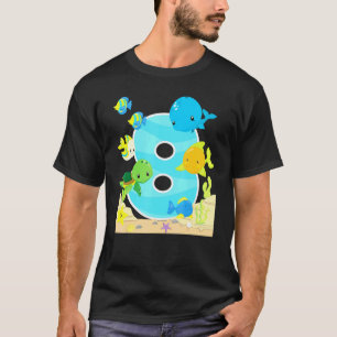 8th Birthday Party 8 Year Old Sea Fish Aquarium Bi T-Shirt