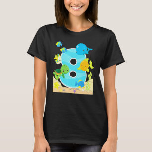 8th Birthday Party 8 Year Old Sea Fish Aquarium Bi T-Shirt