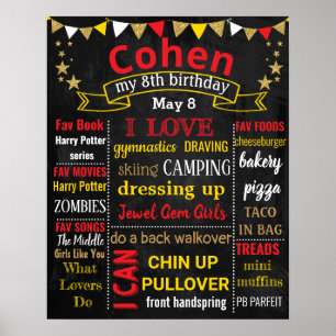 8th Birthday party chalk board sign for a boy