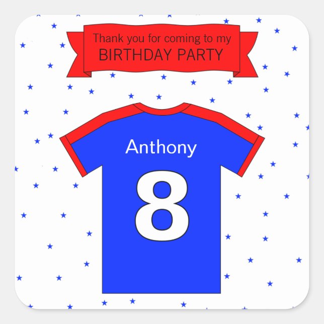 8th birthday party Custom name and text Square Sticker (Front)