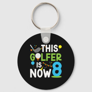 8th Birthday Party Golf Boy Eight Year Old Golf Pl Key Ring