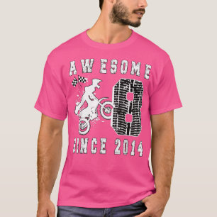 8th Birthday Party Motocross Dirt Bike Boy Born in T-Shirt