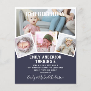 8TH Birthday Photo Collage Invite Boy Girl Mixed Flyer