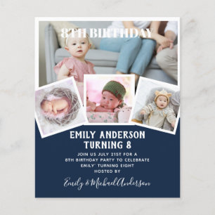 8TH Birthday Photo Collage Invite Boy Girl Mixed Flyer