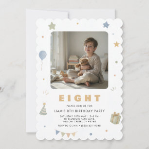 8th Birthday Photo Invitation for Boy