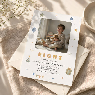 8th Birthday Photo Invitation for Boy