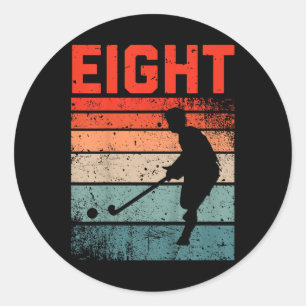 8th Birthday Retro Field Hockey 8 Years Old Boy Gi Classic Round Sticker