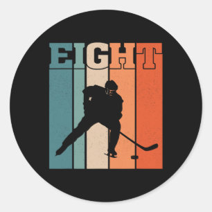 8th Birthday Retro Ice Hockey 8 Years Old Boy Girl Classic Round Sticker
