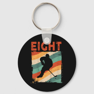 8th Birthday Retro Ice Hockey 8 Years Old Boy Girl Key Ring