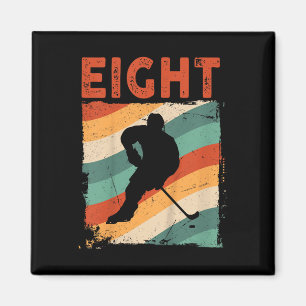 8th Birthday Retro Ice Hockey 8 Years Old Boy Girl Magnet
