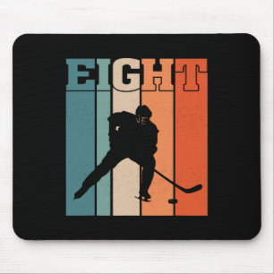 8th Birthday Retro Ice Hockey 8 Years Old Boy Girl Mouse Pad