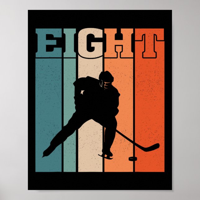 8th Birthday Retro Ice Hockey 8 Years Old Boy Girl Poster (Front)