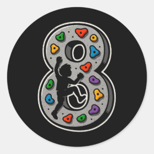 8th Birthday Rock Climbing Boy Girl Rock Wall Boul Classic Round Sticker