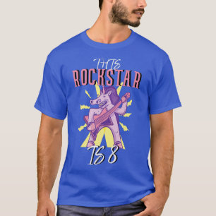 8th Birthday Rockstar Guitar Unicorn Premium T-Shirt