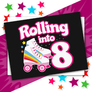 8th Birthday Roller Skating 8 Years Old Skate Postcard