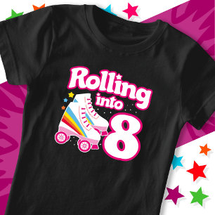 8th Birthday Roller Skating 8 Years Old Skate T-Shirt