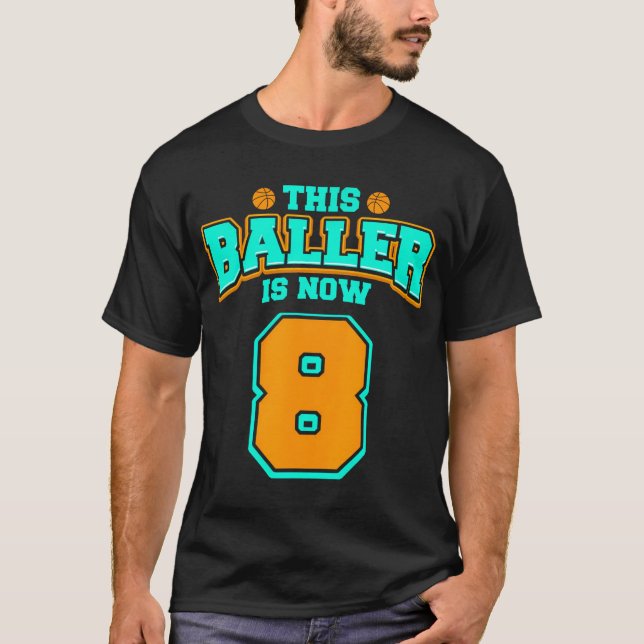 8Th Birthday Shirt For Boys Basketball 8 Years Old (Front)