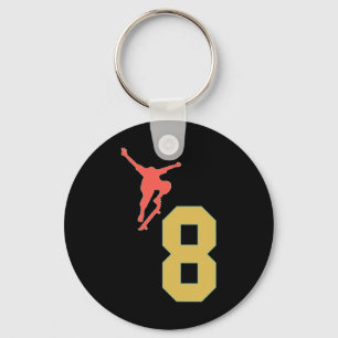 8th Birthday Skateboard Lovers Skater 8 Years Old  Key Ring