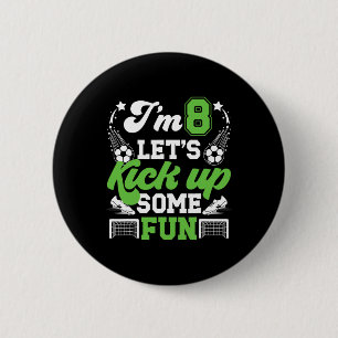 8th Birthday Soccer Boy Eight Year Old Soccer Play 6 Cm Round Badge