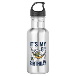 8th Birthday Turtle Hammock Vintage Engraving Desi 532 Ml Water Bottle