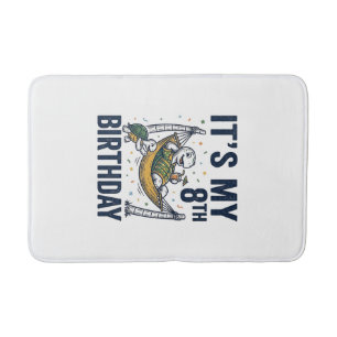 8th Birthday Turtle Hammock Vintage Engraving Desi Bath Mat