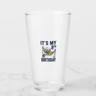 8th Birthday Turtle Hammock Vintage Engraving Desi Glass